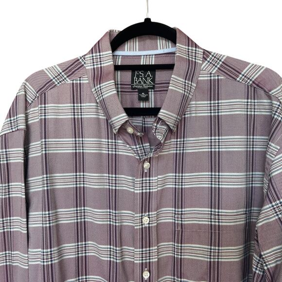 Jos A. Bank Men's Purple Plaid Button Down Career Shirt Size XL - Picture 3 of 6